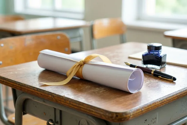 Een diploma op de schoolbank