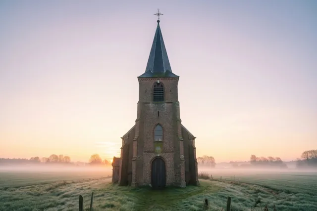 Een zachte morgen rond de kerktoren