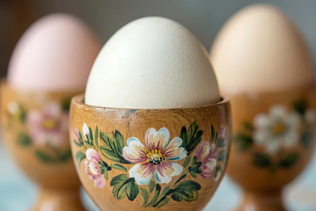 Paasbloemen op houten dopjes