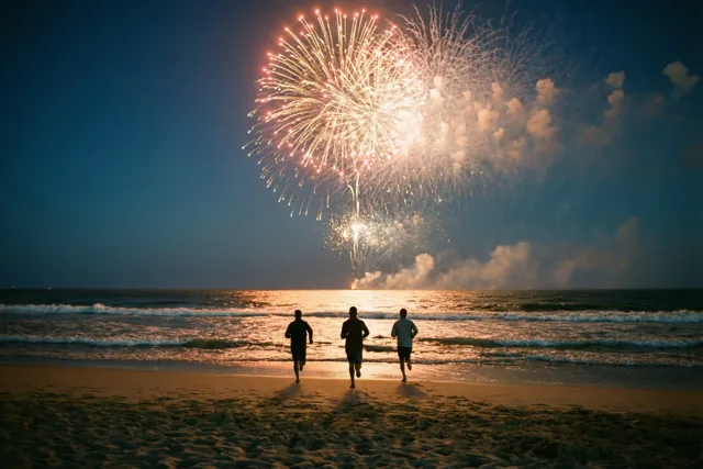 Het nieuwe jaar tegemoet aan zee