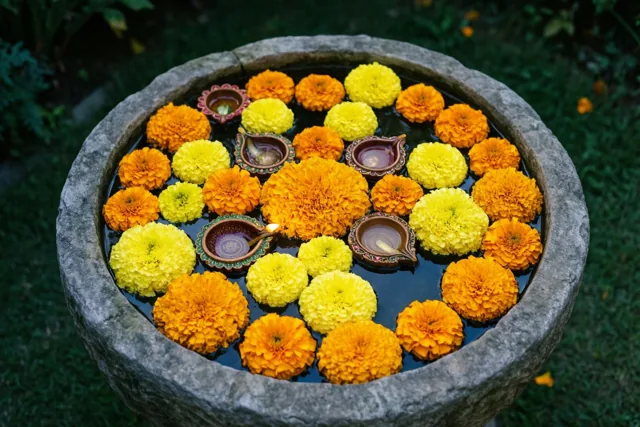 Diwali bloeit op het water