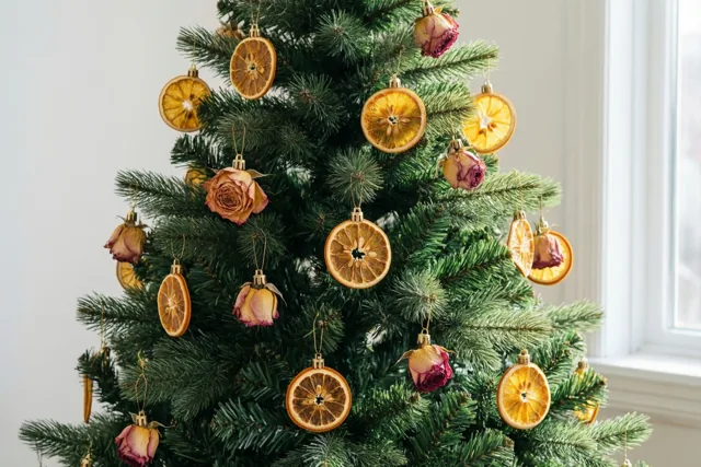 Winterrozen in de kerstboom