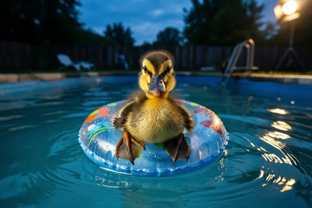 Eendje geniet van de zomeravond