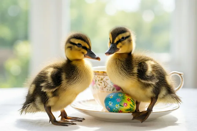 Twee eendjes op paasbezoek