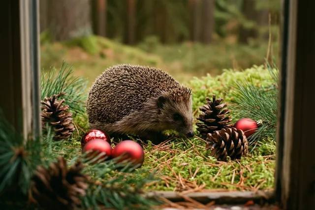 Een egel op kerstbezoek