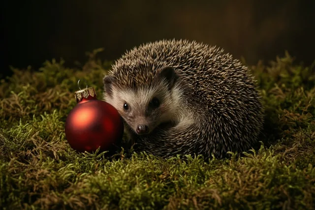 Een egeltje wenst je kerstwarmte