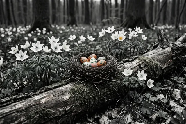 Stille paaskleuren tussen de anemonen