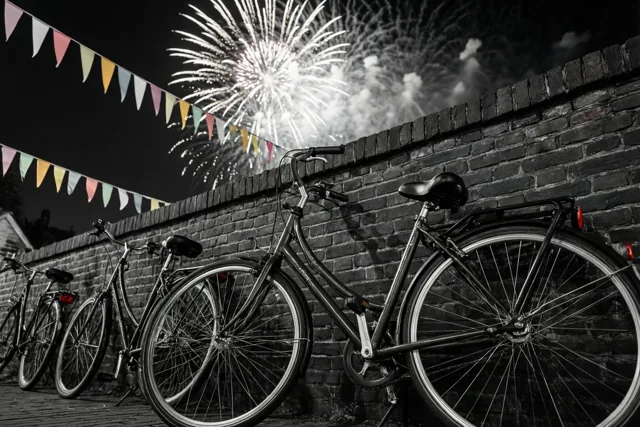 Fietsen onder de nieuwjaarskleuren