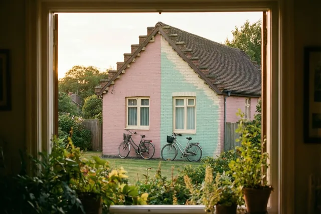 Samen fietsen tussen pastelgevels