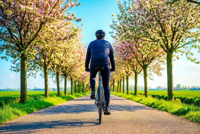 De lente tegemoet fietsen