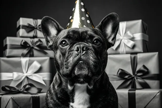 Een bulldog op verjaardagsbezoek