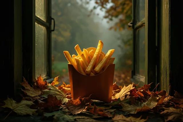 Frietjes met zicht op herfst