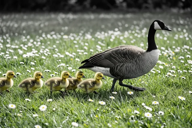 Met de gans de lente in