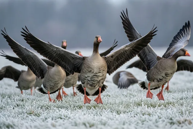 Ganzen brengen een wintergroet