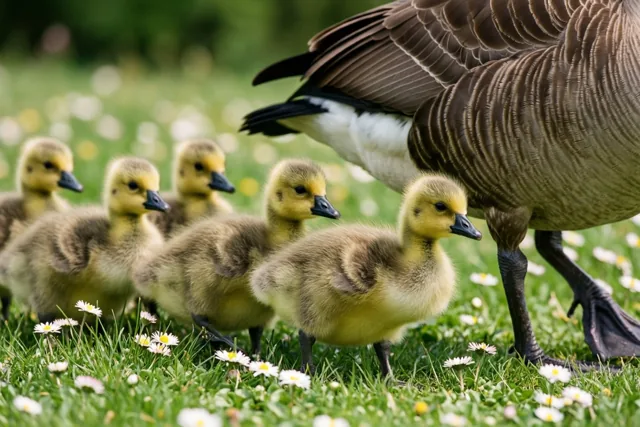 Achter mama gans aan