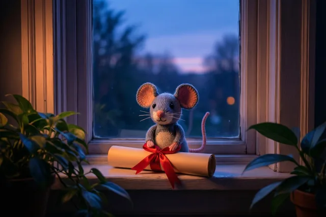 Muisje houdt je diploma klaar