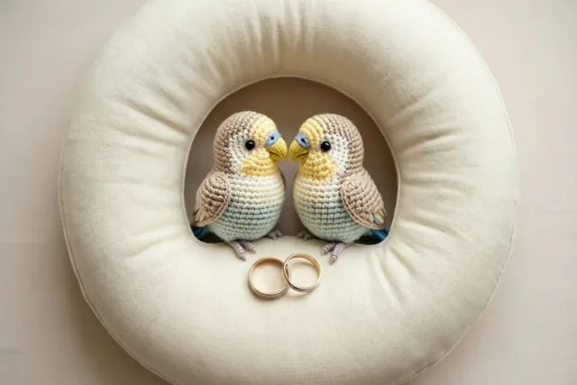 Gouden ringen tussen lieve vogeltjes