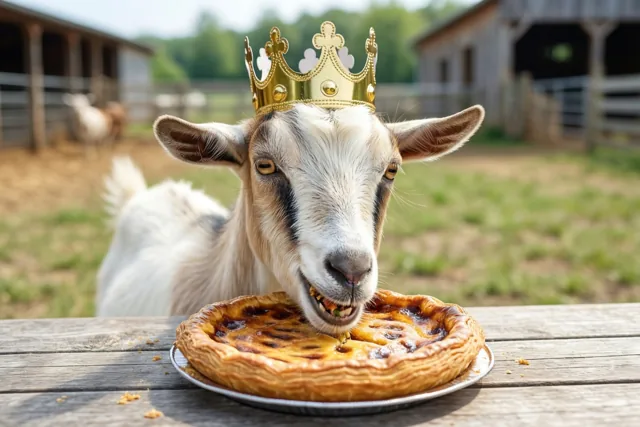 Een koninklijk hapje voor de geit