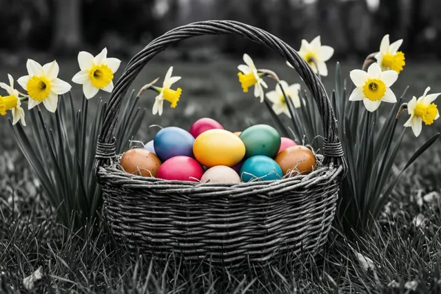Paaskleuren tussen de narcissen