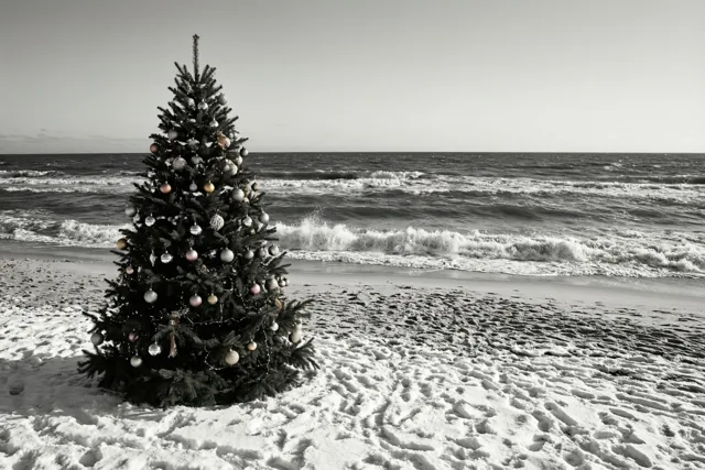 Kerstkleur aan de winterzee