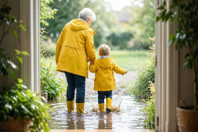 Oma en kleine plassenpret