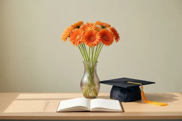 Oranje bloemen voor je studiesucces