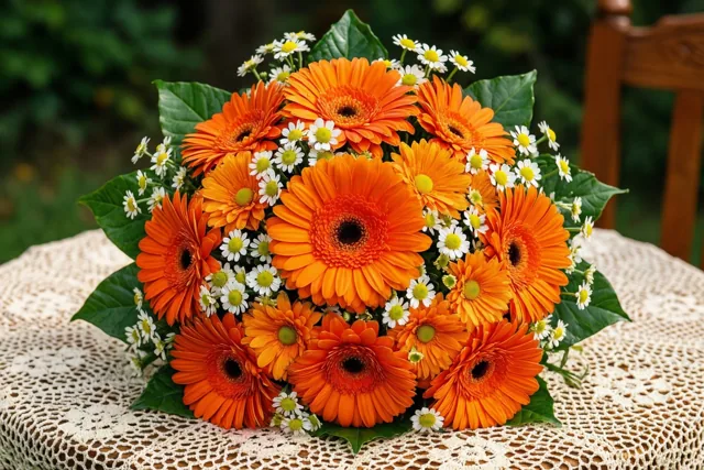 Kleurrijk trouwen met bloemen van vroeger