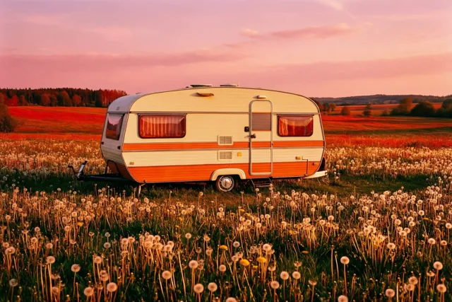 Lenteavond bij de retrocaravan