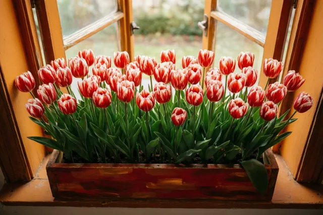 Lente op de vensterbank