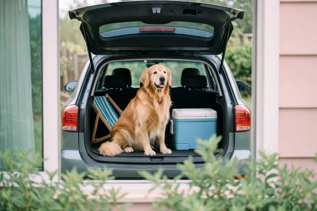 De hond is vertrekkensklaar