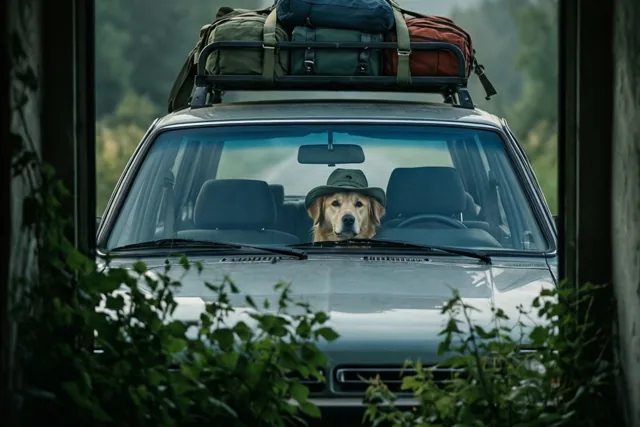 Dag, de retriever rijdt