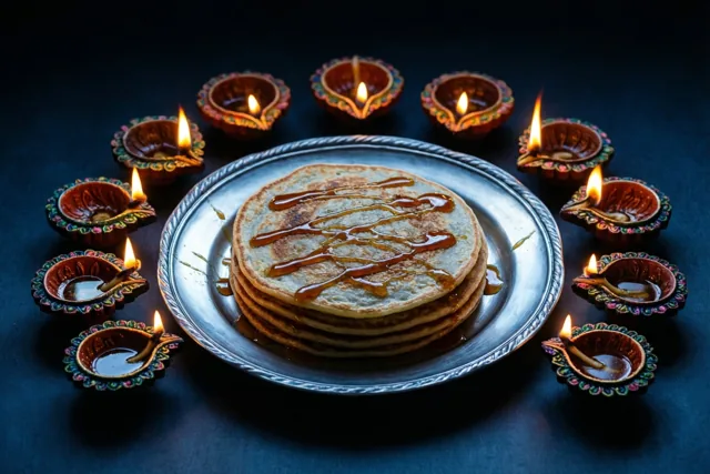 Diwali met goudbruine malpua