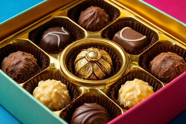 Een gouden hart van chocolade