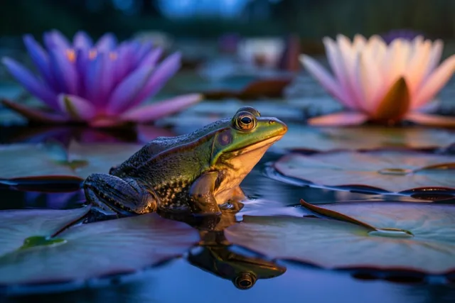 Stil tussen de waterlelies