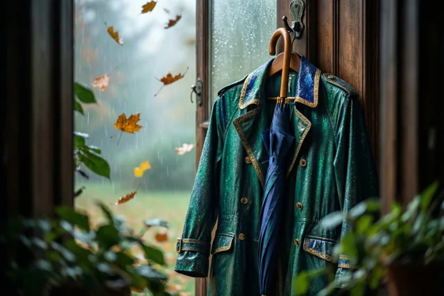 Herfstweer met een retro regenjas