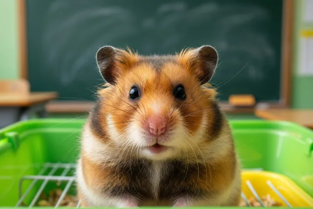 Een hamster bedankt de juf