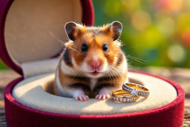 Een hamstertje bewaakt jullie ringen
