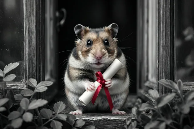 Hamster klaar voor de volgende stap
