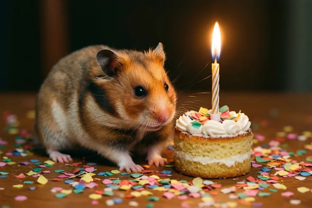 Kleine hamster, groot verjaardagsfeest