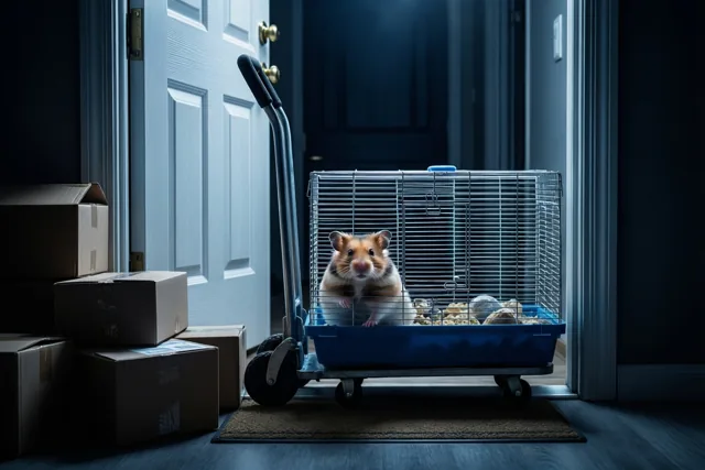 Hamster klaar voor vertrek