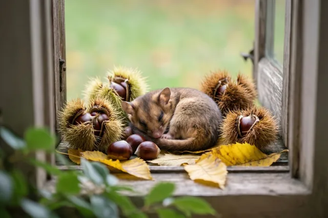 Een herfstbedje voor de hazelmuis