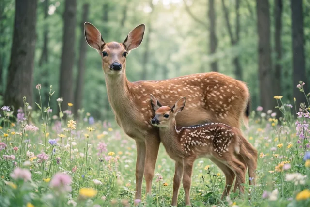 Samen bij mama hert