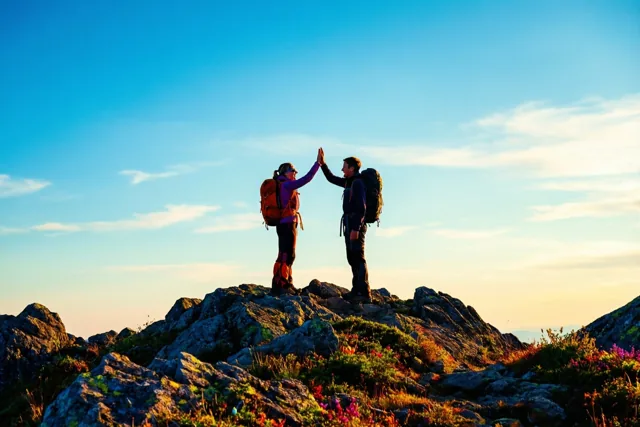 Een high five op hoogte