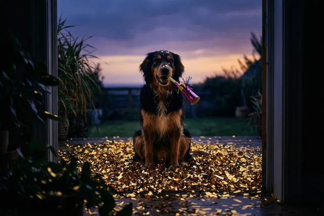 Deze hond luidt nieuwjaar in