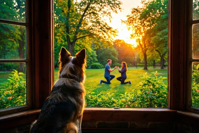De hond ziet het aanzoek