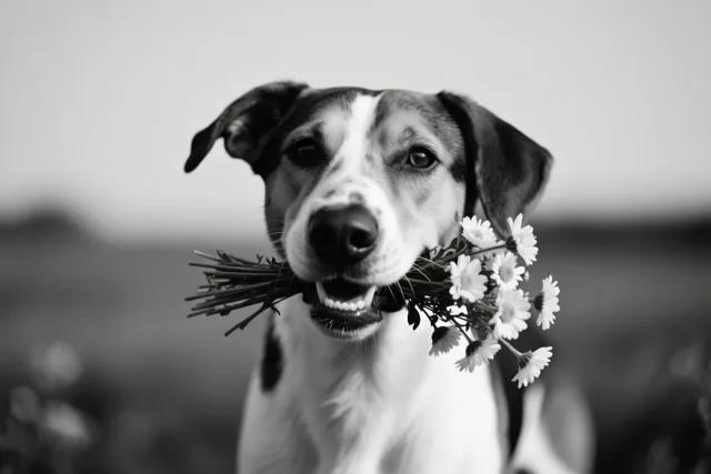 Een hond met een dankjewel
