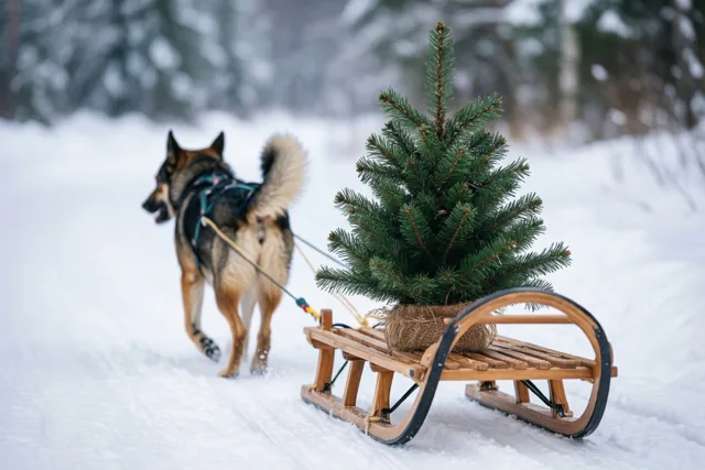 De hond brengt kerst mee