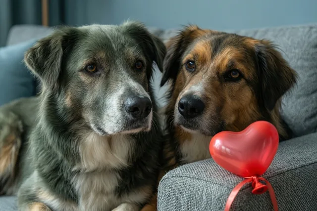 Twee honden sturen hun hart