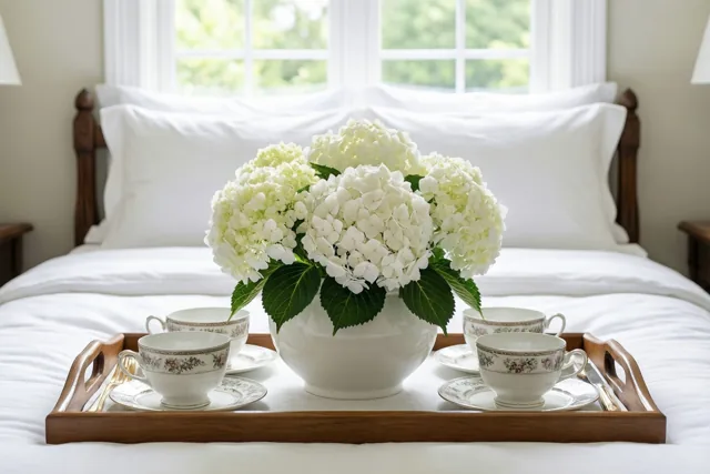 Een bloemrijke groet aan bed