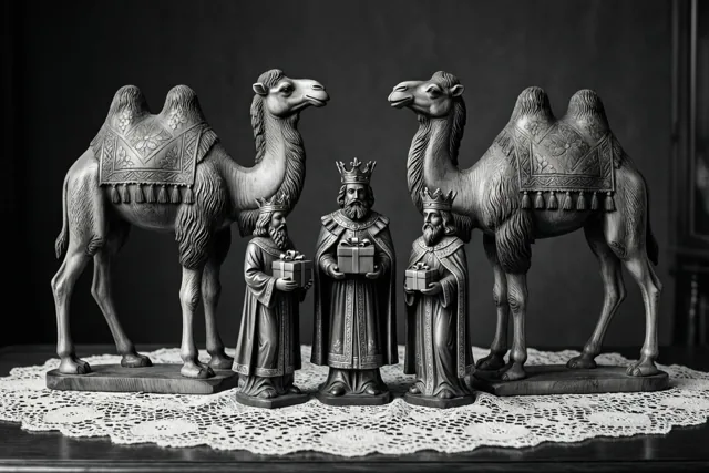 Drie koningen in zwart-wit